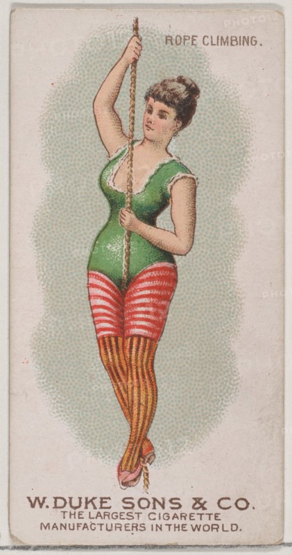 Rope Climbing, from the Gymnastic Exercises series (N77) for Duke brand cigarettes, 1887., 1887. Creator: Unknown.