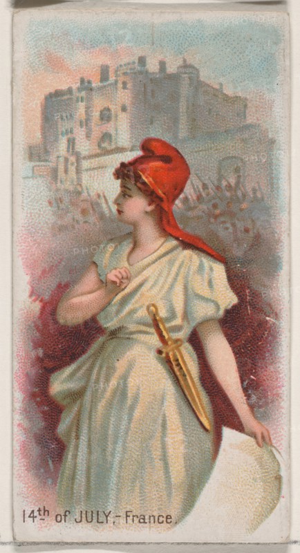 14th of July, France, from the Holidays series (N80) for Duke brand cigarettes, 1890., 1890. Creator: George S. Harris & Sons.