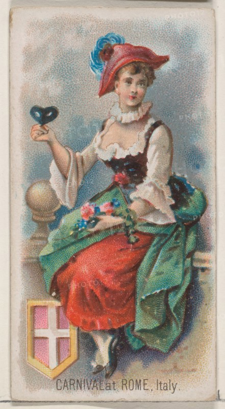 Carnival at Rome, Italy, from the Holidays series (N80) for Duke brand cigarettes, 1890., 1890. Creator: George S. Harris & Sons.