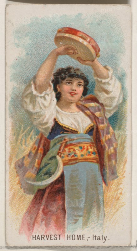 Harvest Home, Italy, from the Holidays series (N80) for Duke brand cigarettes, 1890., 1890. Creator: George S. Harris & Sons.