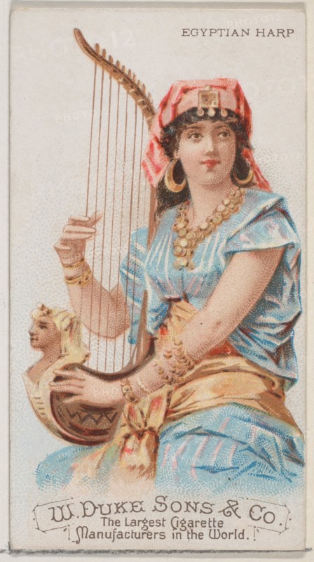 Egyptian Harp, from the Musical Instruments series (N82) for Duke brand cigarettes, 1888., 1888. Creator: Schumacher & Ettlinger.