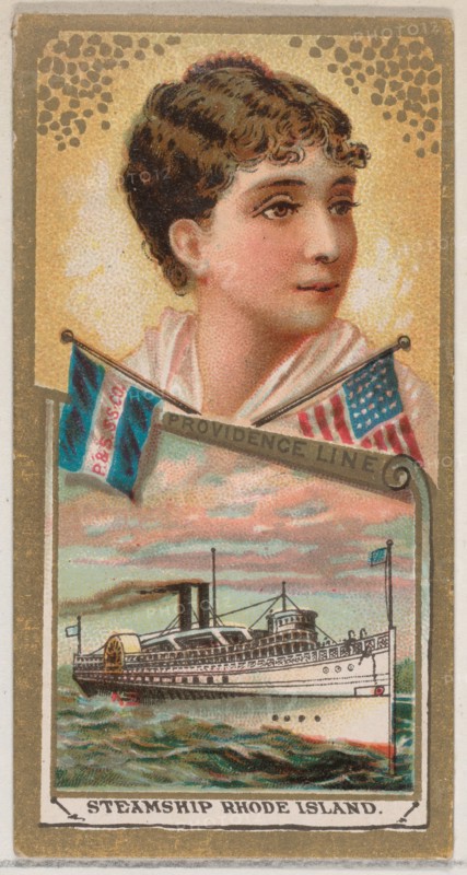 Steamship Rhode Island, Providence Line, from the Ocean and River Steamers series (N83) fo..., 1887. Creator: Unknown.