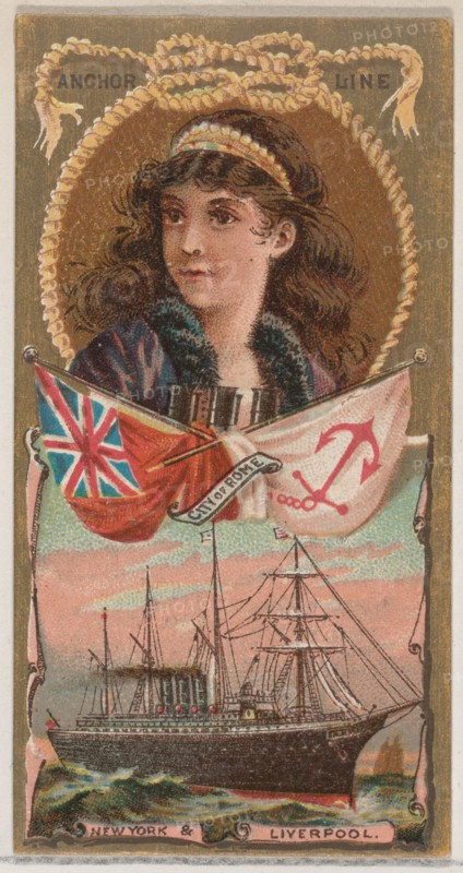 Anchor Line, from the Ocean and River Steamers series (N83) for Duke brand cigarettes, 1887., 1887. Creator: Unknown.