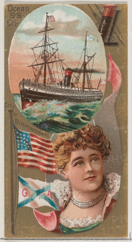 Ocean Steamship Company, from the Ocean and River Steamers series (N83) for Duke brand cig..., 1887. Creator: Unknown.