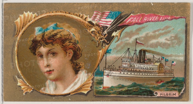 Steamship Pilgrim, Fall River Line, from the Ocean and River Steamers series (N83) for Duk..., 1887. Creator: Unknown.