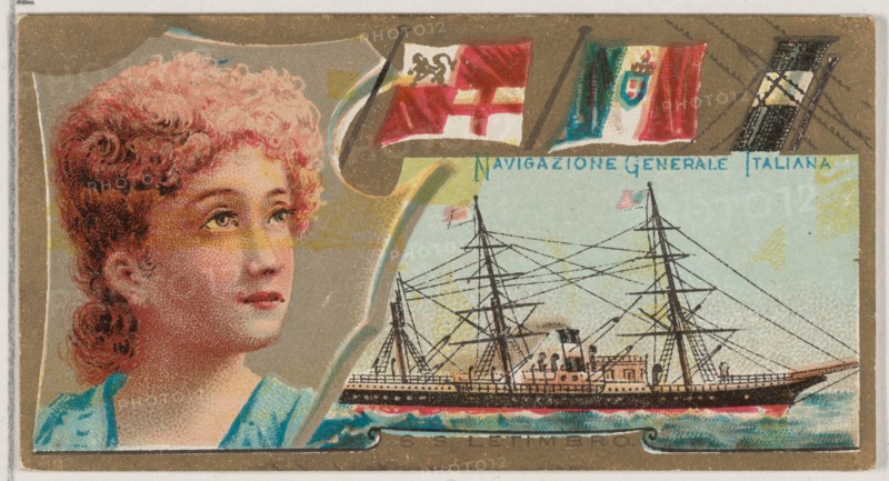 Navigazione Generale Italiana, from the Ocean and River Steamers series (N83) for Duke bra..., 1887. Creator: Unknown.