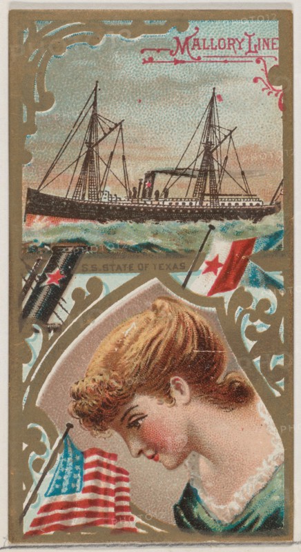 Steamship State of Texas, Mallory Line, from the Ocean and River Steamers series (N83) for..., 1887. Creator: Unknown.