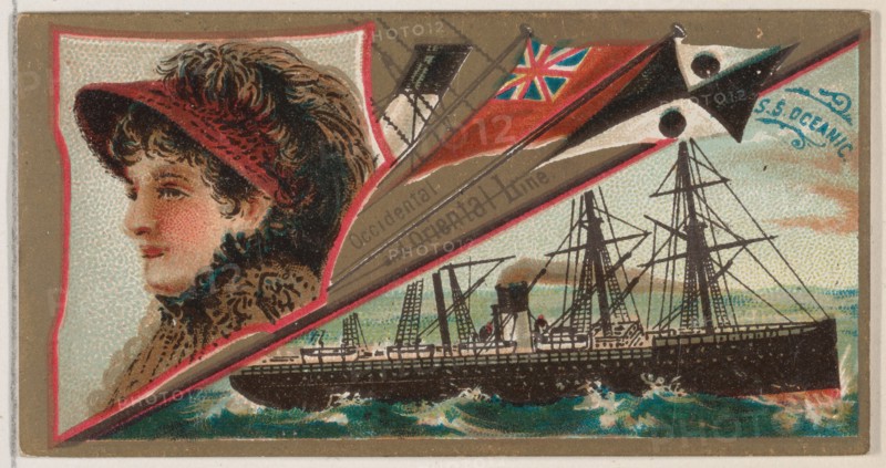 Steamship Oceanic, Occidental and Oriental Line, from the Ocean and River Steamers series ..., 1887. Creator: Unknown.