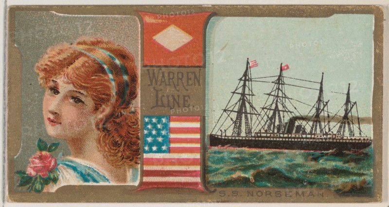 Steamship Norseman, Warren Line, from the Ocean and River Steamers series (N83) for Duke b..., 1887. Creator: Unknown.