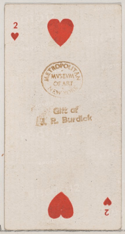 Two Hearts (red), from the Playing Cards series (N84) for Duke brand cigarettes, 1888., 1888. Creator: Unknown.