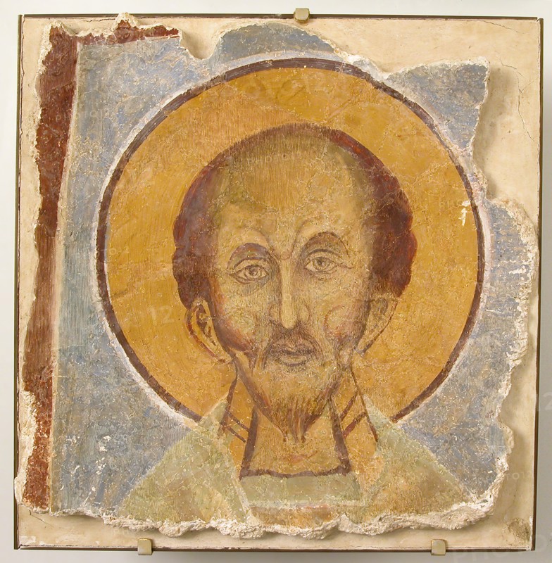 Wall Painting of Male Saint, Byzantine, 12th century, modern restoration. May represent the late fourth-century saint John Chrysostom.