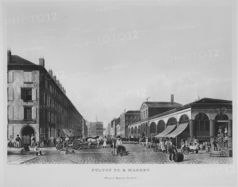 Fulton Street & Market, New York (The Bennett View of Fulton Street), 1834.
