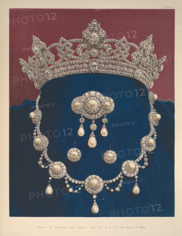 A Memorial of the Marriage of H.R.H. Albert Edward Prince of Wales and H.R.H. Alexandra, Princess of Denmark, 1863. [Parure of Diamonds and Pearls...The Gift of H.R.H. The Prince of Wales].