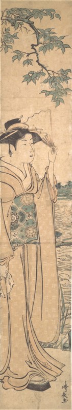 Woman with Fan on the Banks of the Sumida River.