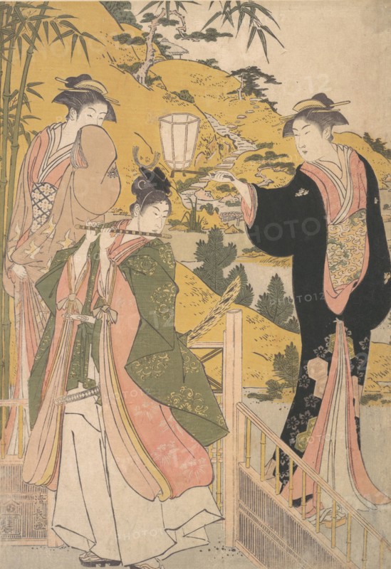 Yoshitsune Serenading Jorurihime, ca. 1785.