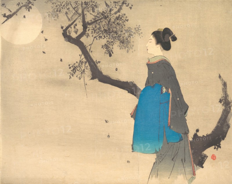 Profile View of a Woman Strolling in the Moonlight, ca. 1908.