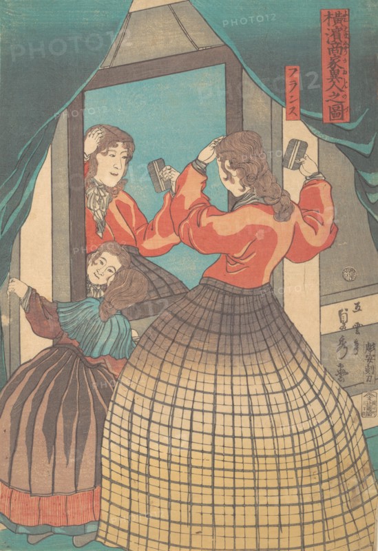 French Woman and Girl, from the series Foreign Merchants in Yokohama, 1861.