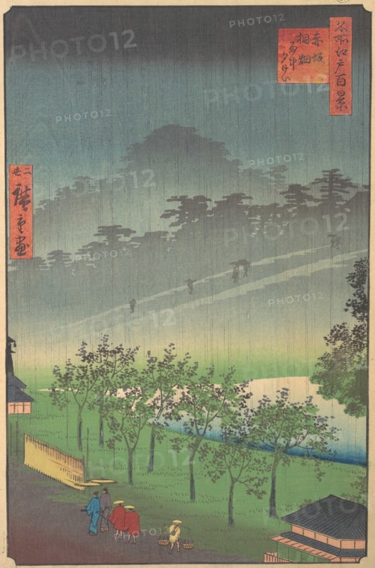 Evening View of Kiribata in Rain at Akasaka, 1859.