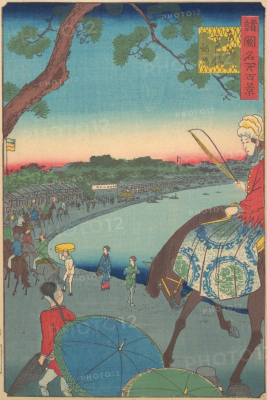 Foreigners Riding Along the Coast at Takanawa in the Eastern Capital, 9th month, 1861.