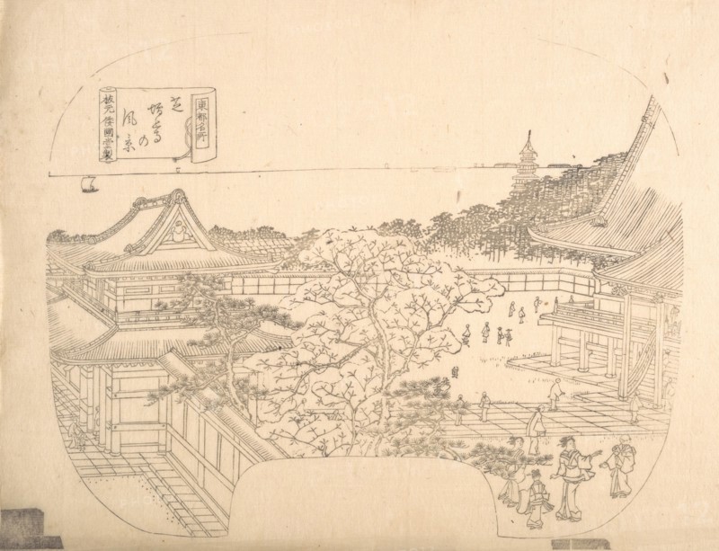 Proof Line-Block Print for Fan, 19th century.