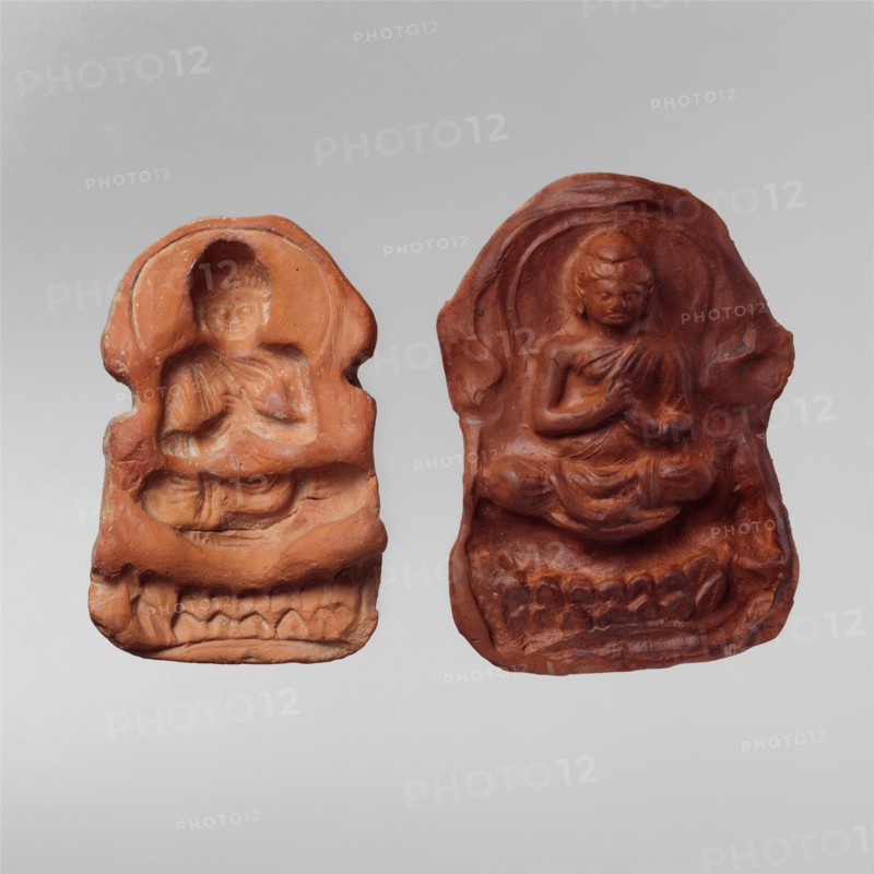 Mold and Impression for a Seated Buddha, 5th-7th century.