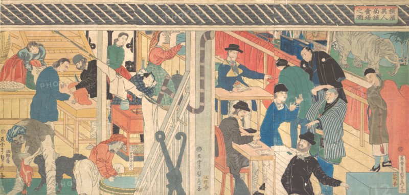 Sales Room at the Foreign Trade Building in Yokohama, 1861.