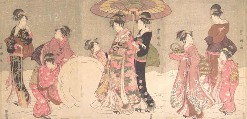 Courtesans and Attendants Making a Giant Snowball, ca. 1796.