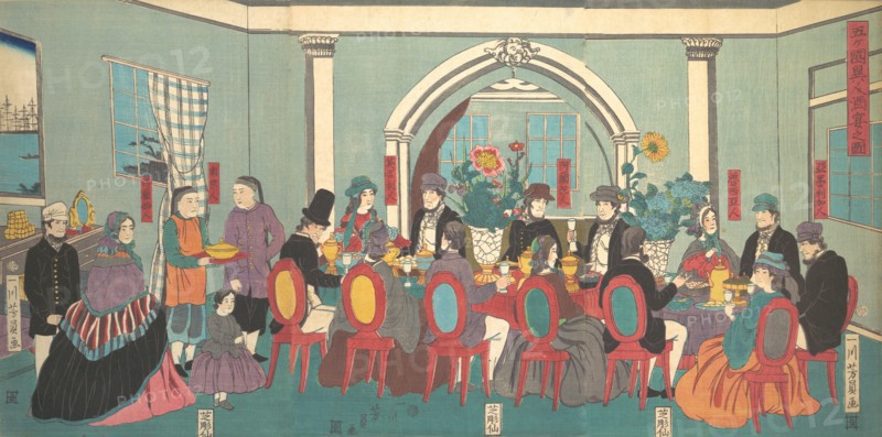Foreigners from the Five Nations Enjoying a Banquet, 3rd month, 1861.