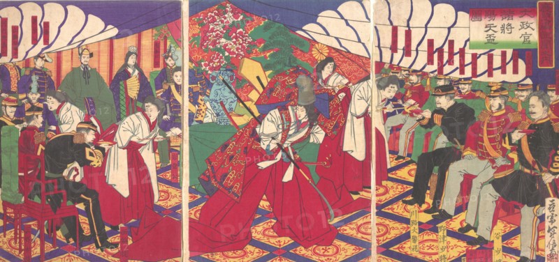 Commanders Receiving the Emperor's Drinking Cups, 1886 (Meiji 19).