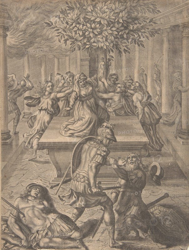 The Sack of Troy-Pyrrhus Killing Priam, before 1654.