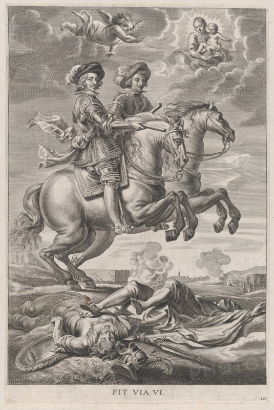 Plate 10: The King of Hungary and Ferdinand on horseback; from Guillielmus Becanus's 'Serenissimi Principis Ferdinandi, Hispaniarum Infantis...', 1636.