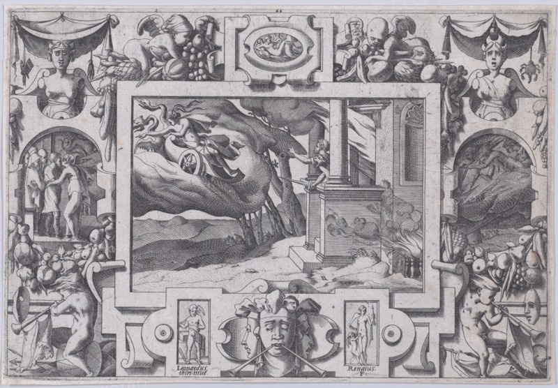 Medea Flees from Jason (L'épée au poing court Jason la poursuivre mais ne peut celle en vitesse aconsuivre...), 1563.