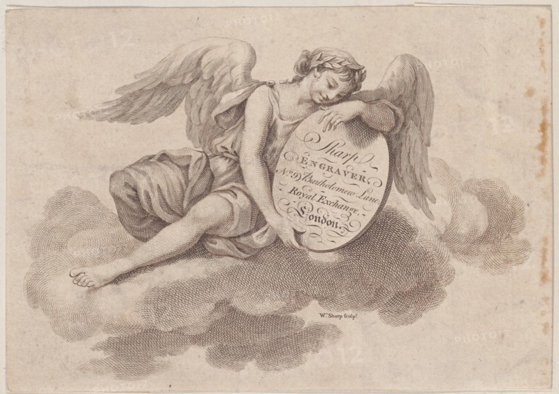 Trade Card for William Sharp, Engraver, 18th century.