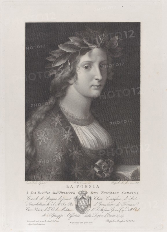 Poetry, a woman with a laurel crown, 1827.