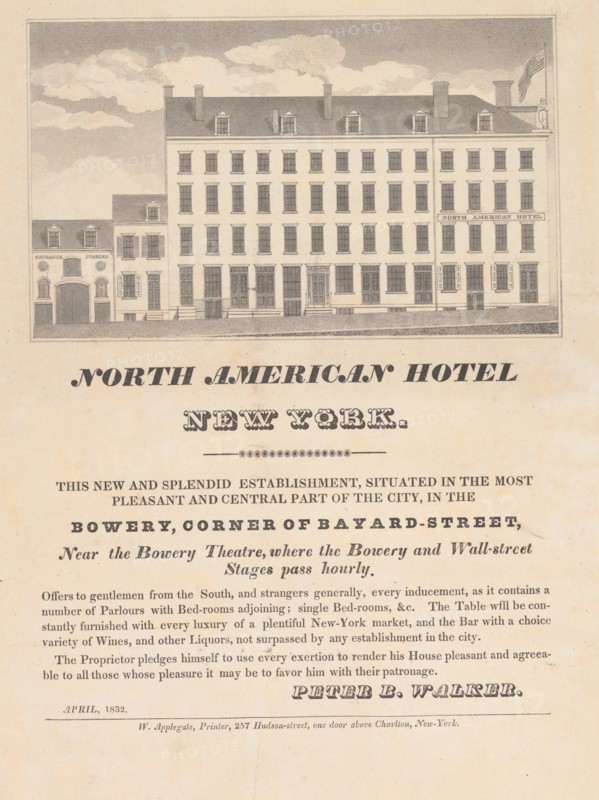 North American Hotel, New York, April 1832.