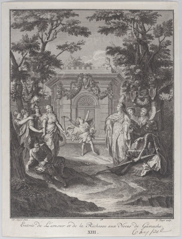 Plate 13: entrance of Love and Wealth to Gamache's wedding (Entrée de L'amour et de la Richesse aux Noces de Gamache), 1745.