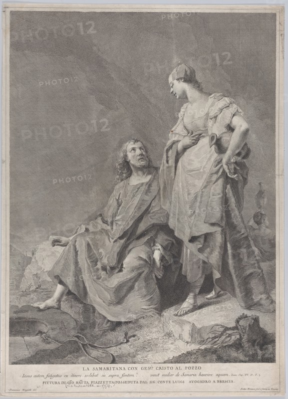 Christ and the woman of Samaria at the well, from the series of 112 prints of the sacred history, after the painting by Giovanni Battista Piazzetta, 1743-63.