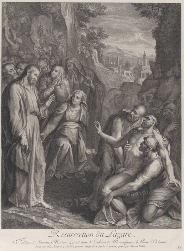 The Raising of Lazarus, with Christ standing at left, ca. 1729.