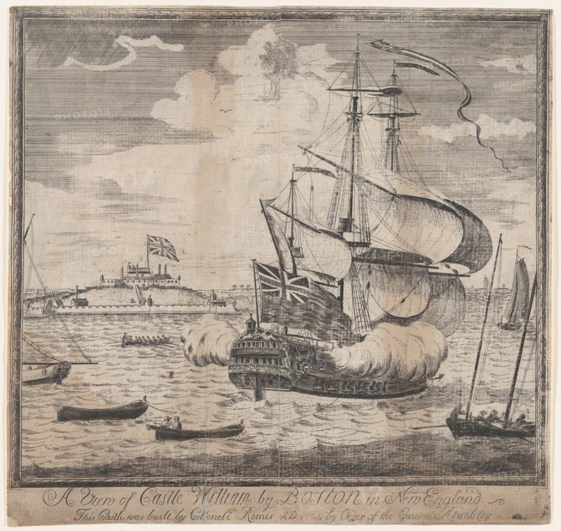 A View of Castle William by Boston in New England, early 18th century. [Fort later known as Fort Independence].