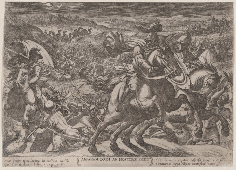 Plate 2: Abraham Liberating His Nephew Lot, from 'The Battles of the Old Testament', ca. 1590-ca. 1610.