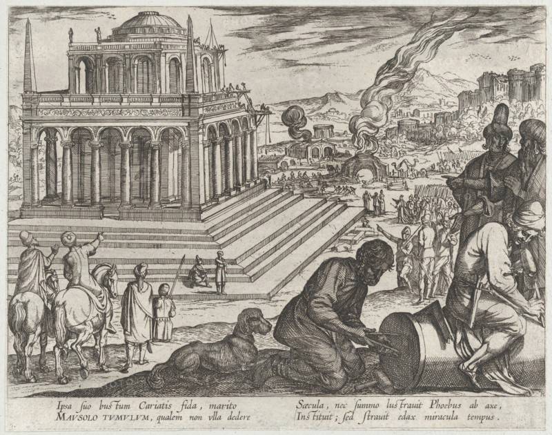 Plate 5: The Tomb of Mausolus, from 'The Seven Wonders of The World', 1608.