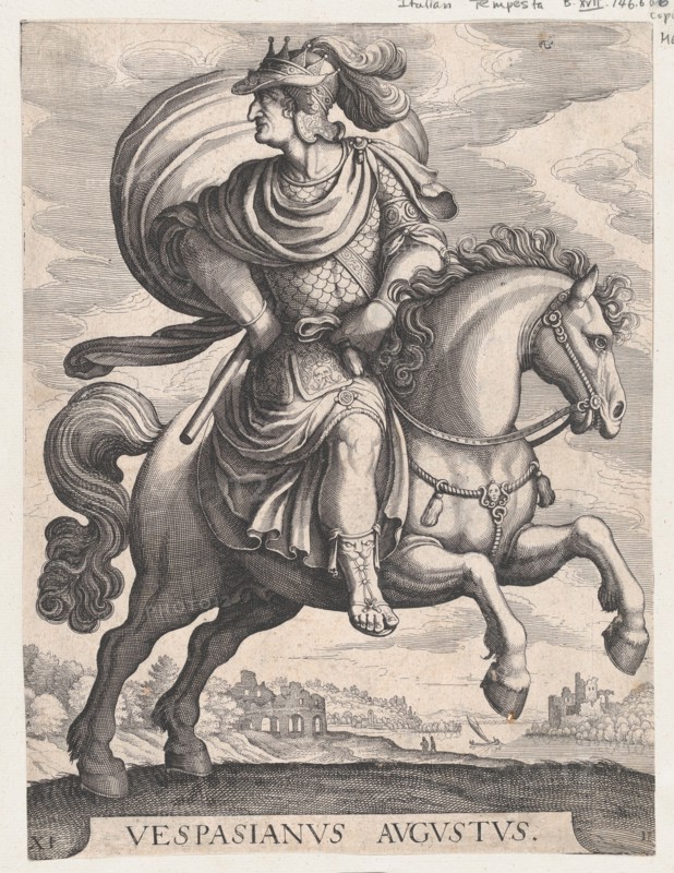 Emperor Vespasian on Horseback, from the series The First Twelve Roman Caesars, plate 11, 1610-50.