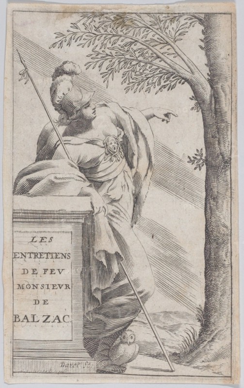 Frontispiece, from "Interviews with the Late Mr. Balzac" (Les Entretiens de Feu Monsieur de Balzac), 1660.