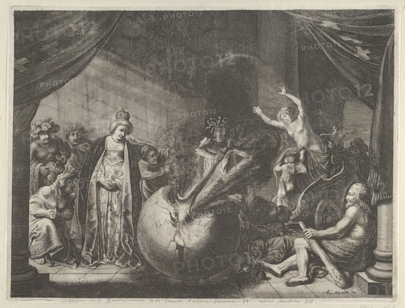 Plate 9: Allegory on the Discord in France, from Caspar Barlaeus, "Medicea Hospes", 1638.