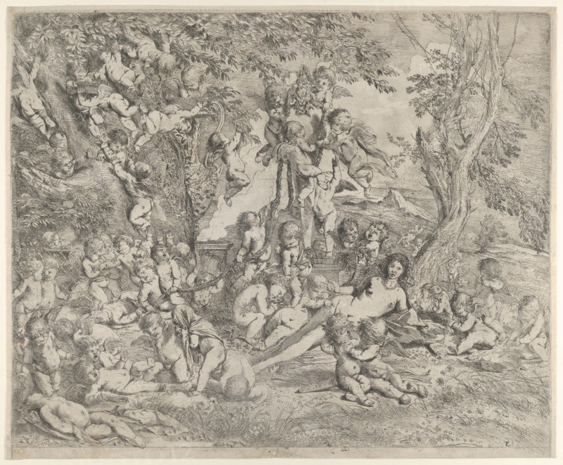 The Garden of Venus who reclines in the centre before a herm of Pan and surrounded by cupids, ca. 1631-37.