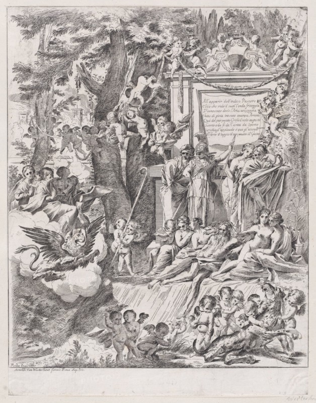 An allegory in honor of the arrival of Cardinal Franciotti as Bishop of Lucca, 1680-1700.