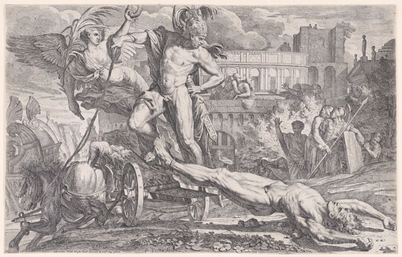 Achilles dragging the body of Hector around the walls of Troy, 1648-50.
