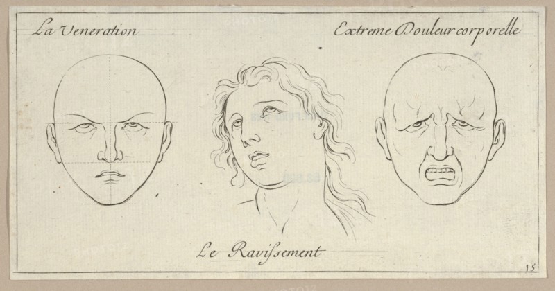 La Veneration, Le Ravissement, Extrême Douleur corporelle (from Caractères des passions, gravés sur les desseins de l'illustre Monsieur le Brun), 1695-1720.
