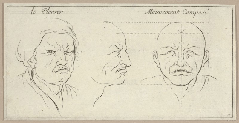 Le Pleurer and mouvement composé (from Caractères des passions, gravés sur les desseins de l'illustre Monsieur le Brun), 1695-1720.