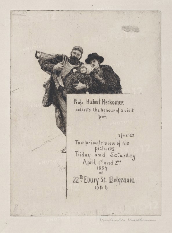 Invitation with vignette from "The First Born" (with text), 1887.